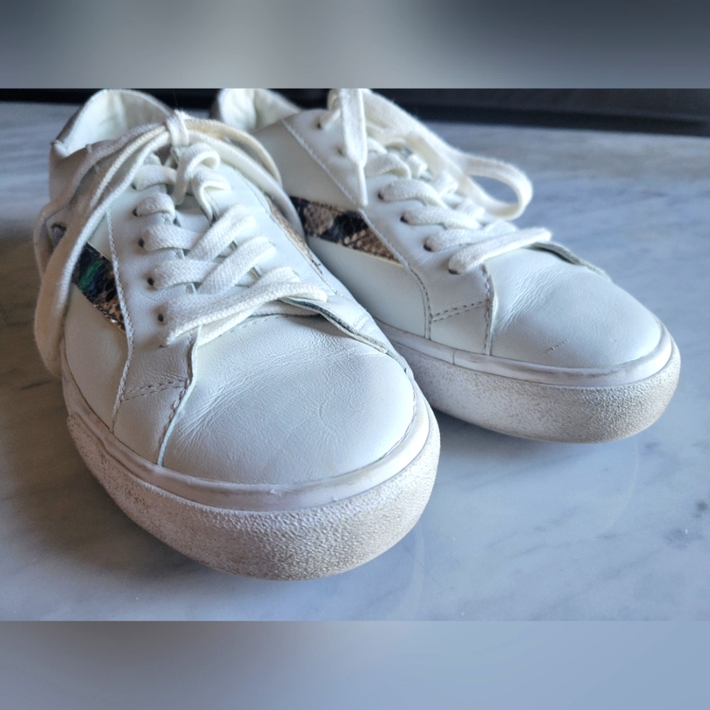 Madewell Delia Sneaker White Print Leather Low Top 8 Casual Cute Trendy - Picture 4 of 8